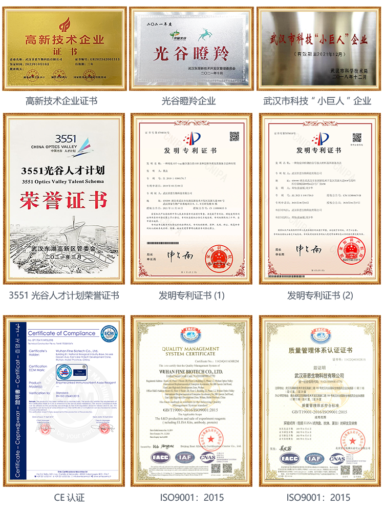 菲恩生物荣誉资质